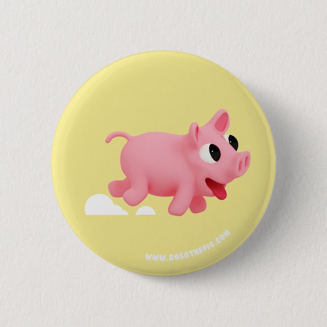 Badge Rond 5 Cm Rosa the Pig keep running (Devant)