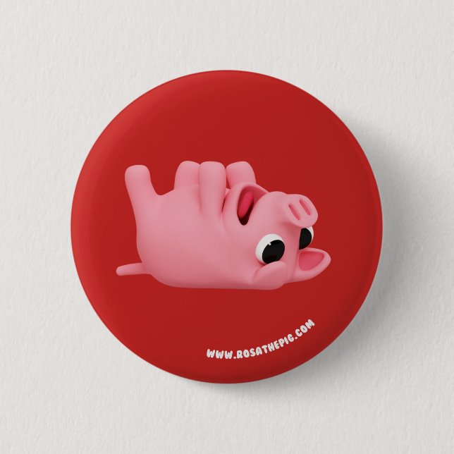 Badge Rond 5 Cm Rosa the pig laying on re back (Devant)