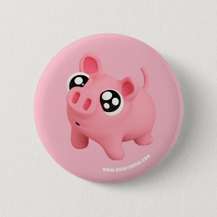 Badge Rond 5 Cm Rosa the Pig Puppy Eyes