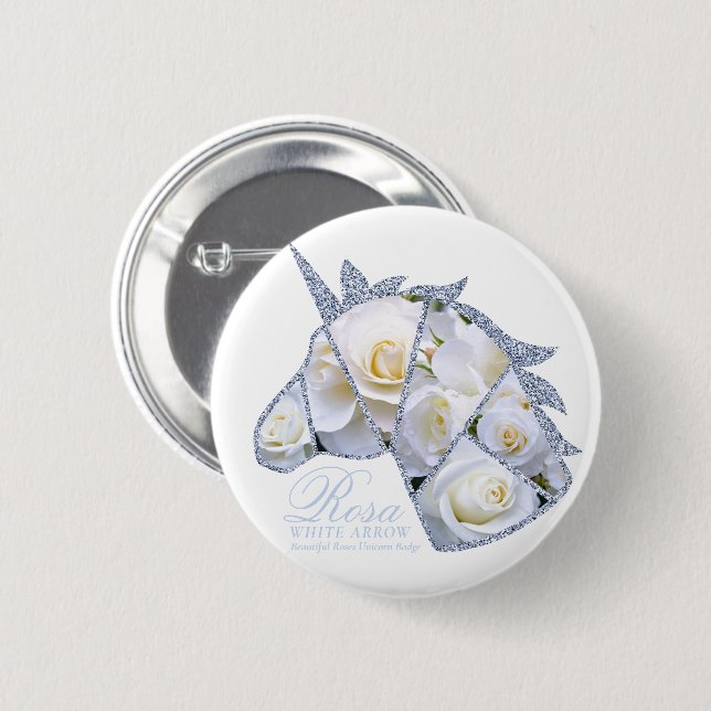 Badge Rond 5 Cm Rosa White Arrow (Devant & derrière)