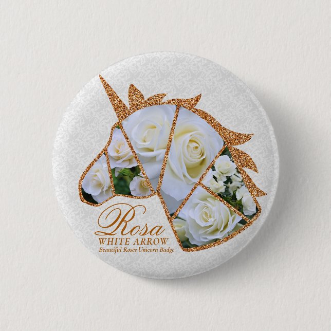 Badge Rond 5 Cm Rosa White Arrow (Devant)