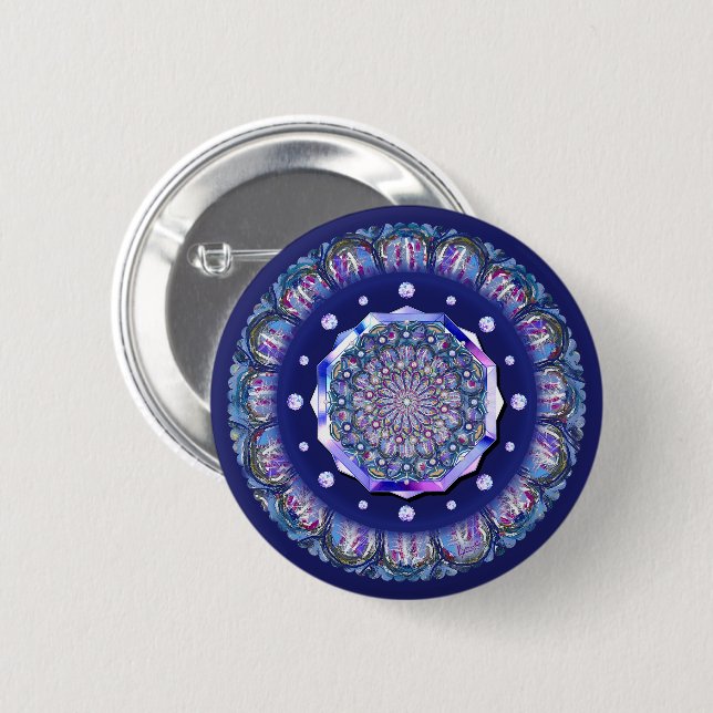 Badge Rond 5 Cm rosace bleue (Devant & derrière)