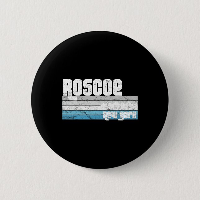 Badge Rond 5 Cm Roscoe New York Ny Retro Vacation Skiing Hiking Sn (Devant)