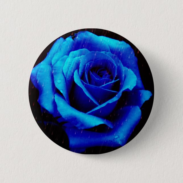 Badge Rond 5 Cm Rose bleu spectaculaire (Devant)