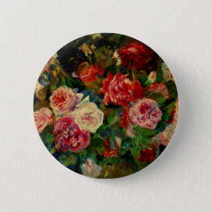 Badge Rond 5 Cm Rose, célèbre peinture Renoir,