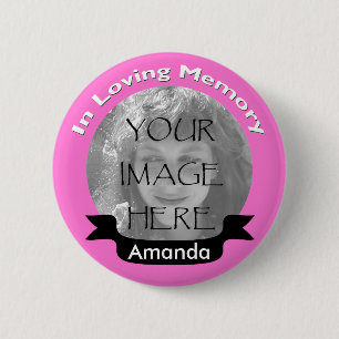 Badge Rond 5 Cm Rose dans le bouton affectueux de photo de mémoir