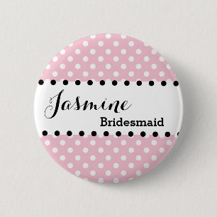 Badge Rond 5 Cm ROSE de la noce V02 de pois de demoiselle