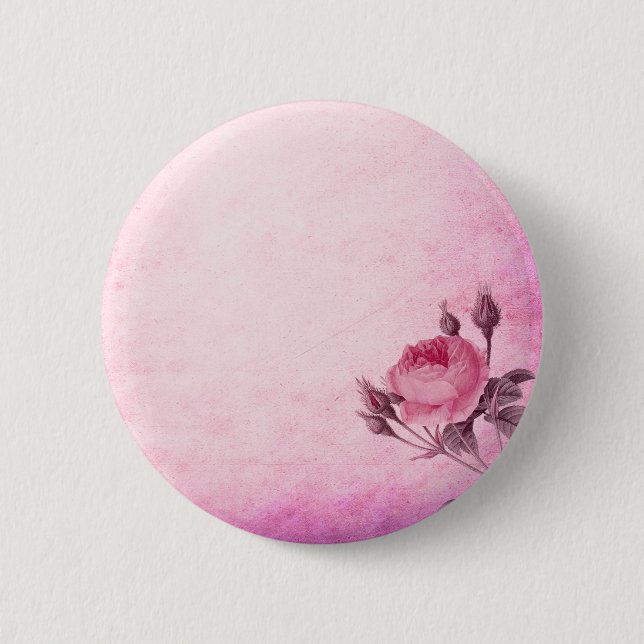 Badge Rond 5 Cm Rose de la Saint Valentin (Devant)