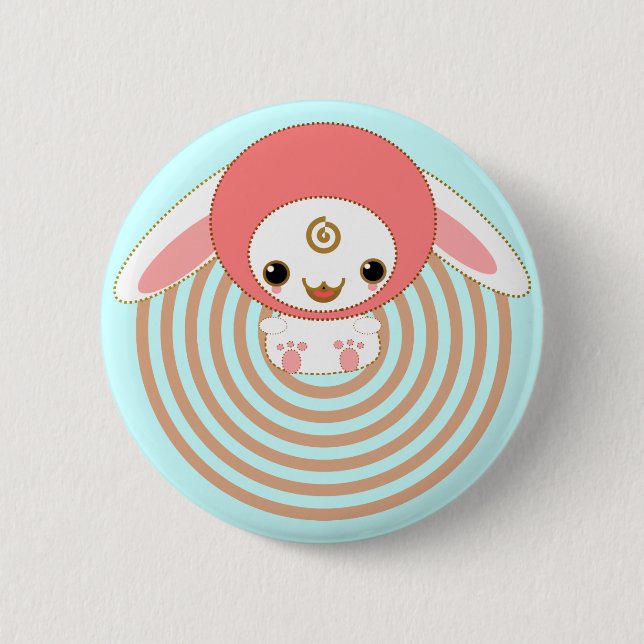 Badge Rond 5 Cm rose de lapin de kawaii (Devant)