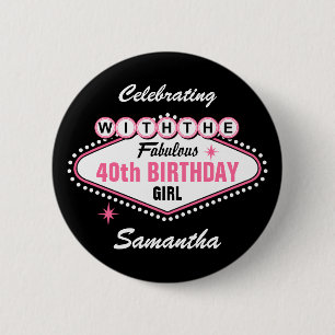 Badge Rond 5 Cm Rose de Las Vegas célébrant avec