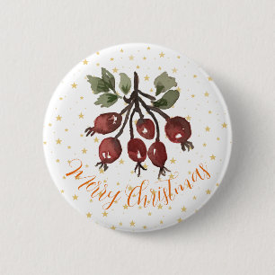 Badge Rond 5 Cm Rose de Noël Hip