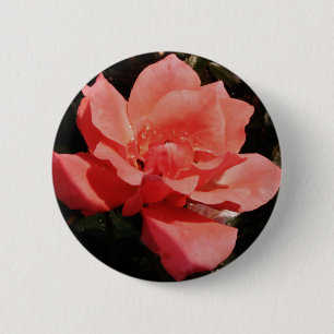 Badge Rond 5 Cm rose de pêche et détritus