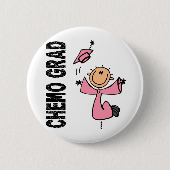 Badge Rond 5 Cm Rose DIPLÔMÉ 1 (cancer du sein) de CHIMIO (Devant)