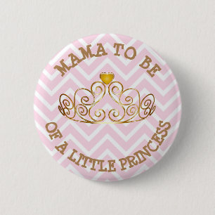 Badge Rond 5 Cm Rose et or SES une maman de FILLE à être bouton