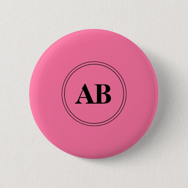 Badge Rond 5 Cm Rose français uni avec monogramme (Devant)