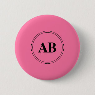 Badge Rond 5 Cm Rose français uni avec monogramme