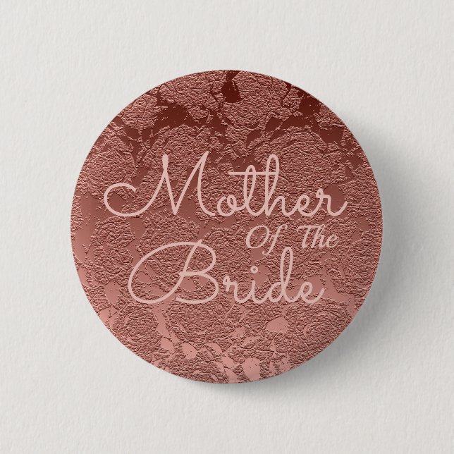Badge Rond 5 Cm Rose Gold Élégant Mariage Mère De L'Épouse (Devant)