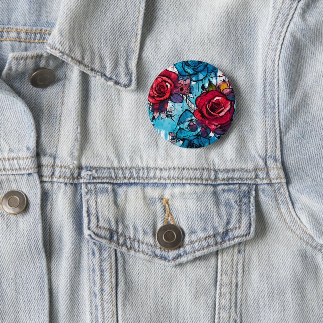 Badge Rond 5 Cm Rose Graffiti Mode Urbaine  (En situation)