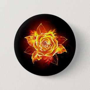 Badge Rond 5 Cm Rose incendie en floraison