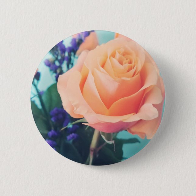 Badge Rond 5 Cm rose jaune rose avec arrière - plan menthe (Devant)