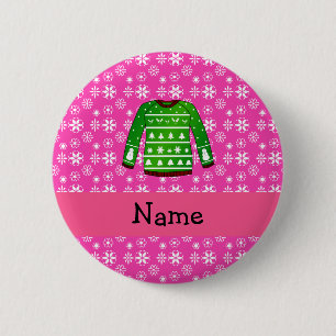Badge Rond 5 Cm Rose laid vert nommé fait sur commande de chandai