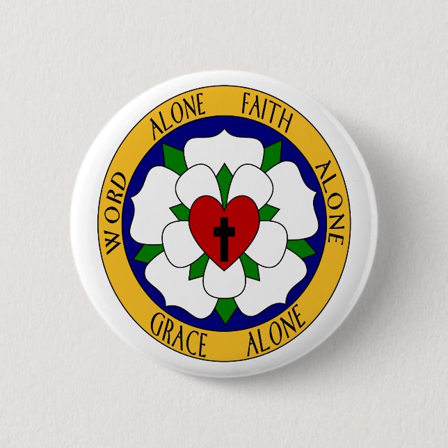 Badge Rond 5 Cm Rose Luther Blanc Et Vert (Devant)
