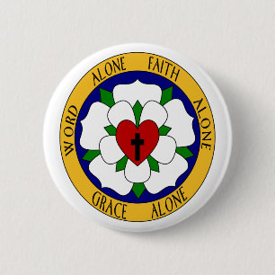 Badge Rond 5 Cm Rose Luther Blanc Et Vert
