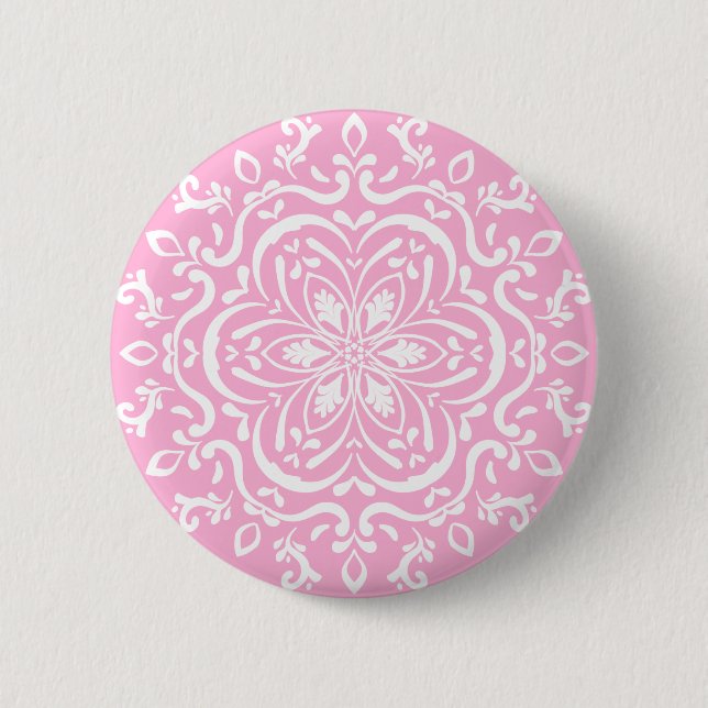 Badge Rond 5 Cm Rose Mandala (Devant)