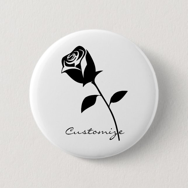 Badge Rond 5 Cm Rose noir Valentine Flower Thunder_Cove (Devant)