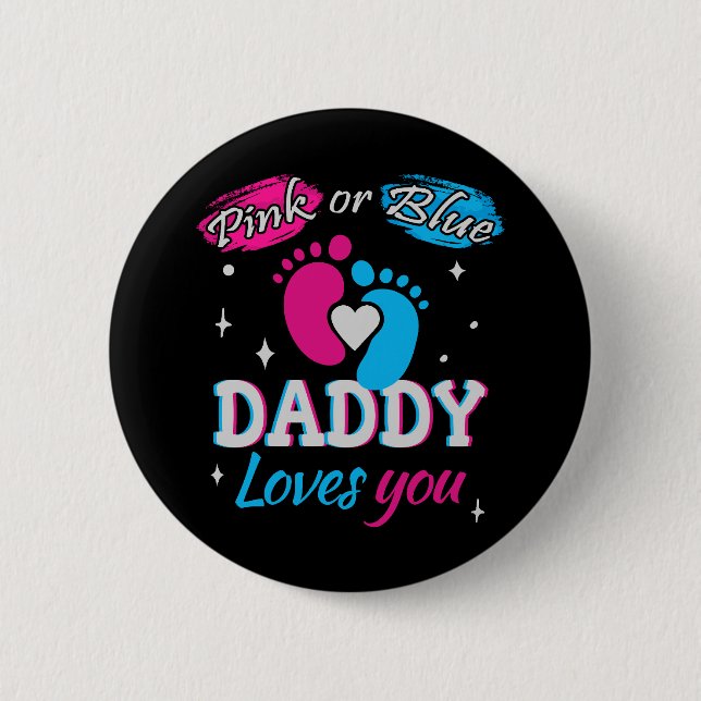 Badge Rond 5 Cm Rose ou Bleu, papa t'aime (Devant)