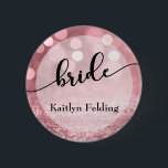Badge Rond 5 Cm Rose Parties scintillant or Bokeh & Typographie Br<br><div class="desc">En utilisant une police de script magnifique et ornée de ma collection, j'ai créé d'élégants éléments de typographie de mots clés, amenant les conceptions au niveau suivant. Sur ce bouton, le "type fantaisie" dit "mariée". Le nom est rendu ici dans une police serif polyvalente qui peut aussi être facilement modifiée...</div>