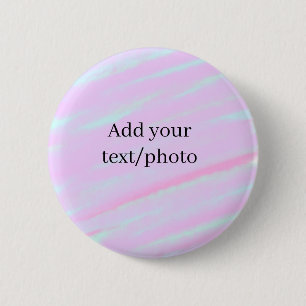 Badge Rond 5 Cm Rose pastel vert ajouter photo texte aquarelle rét