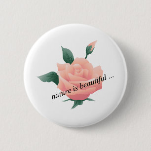 Badge Rond 5 Cm Rose (Pêche) - Belle nature