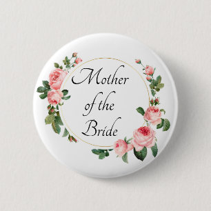 Badge Rond 5 Cm Rose Rose Mère de la Mariée Blushing Pink