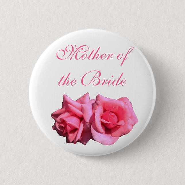 Badge Rond 5 Cm rose rose mère de la mariée mariage (Devant)