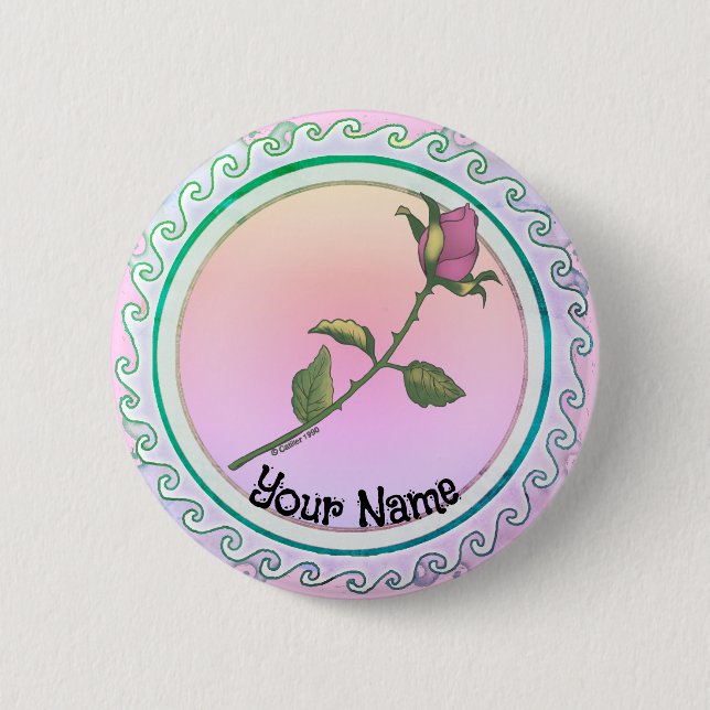 Badge Rond 5 Cm Rose rose rose (Devant)