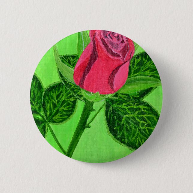 Badge Rond 5 Cm Rose rouge (Devant)