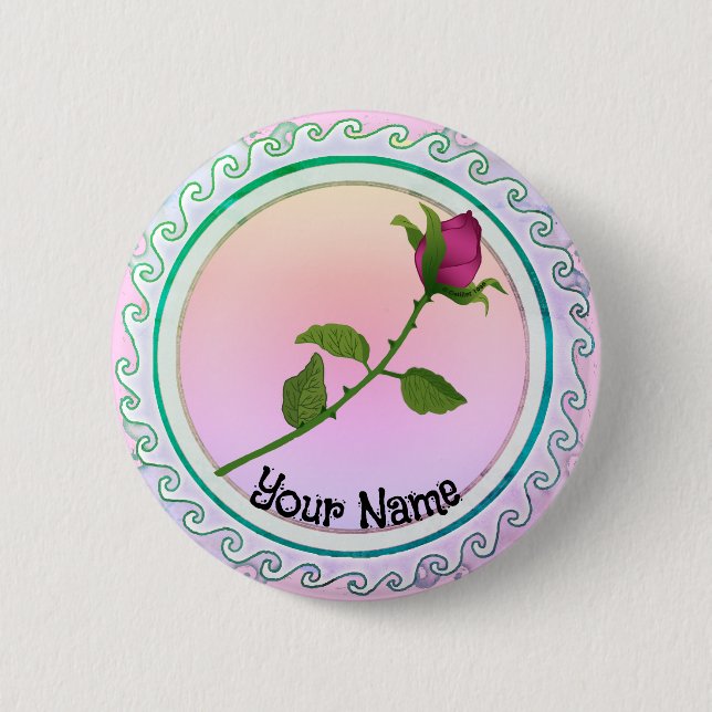 Badge Rond 5 Cm Rose rouge (Devant)
