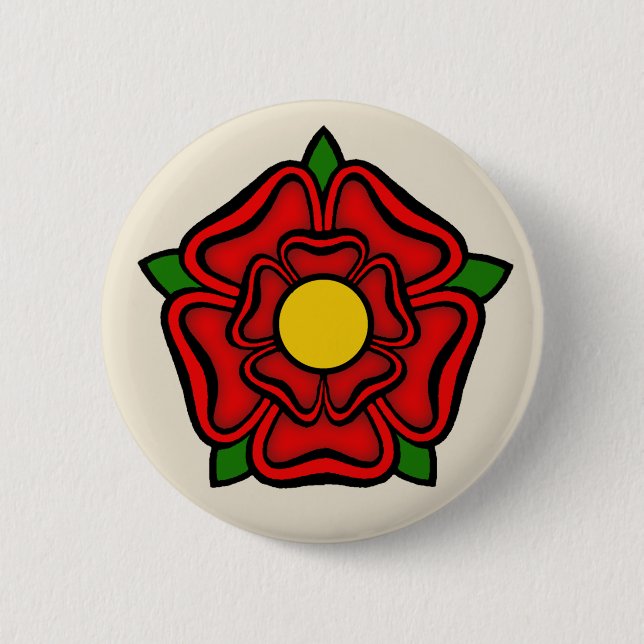 Badge Rond 5 Cm Rose rouge de Lancaster, Angleterre Emblème de Pou (Devant)