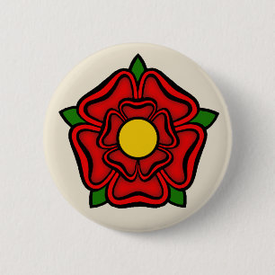 Badge Rond 5 Cm Rose rouge de Lancaster, Angleterre Emblème de Pou