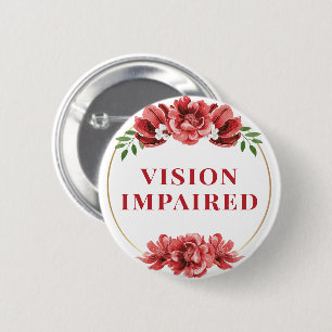 Badge Rond 5 Cm Rose Rouge Féminin Sauvage Vision Altérée