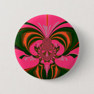 Badge Rond 5 Cm Rose rouge or vert