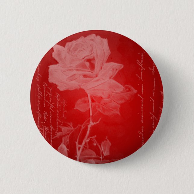 Badge Rond 5 Cm Rose rouge Valentine (Devant)