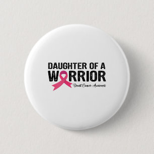 Badge Rond 5 Cm Rose Ruban Fille D'Un Guerrier Cancer Du Sein Aw