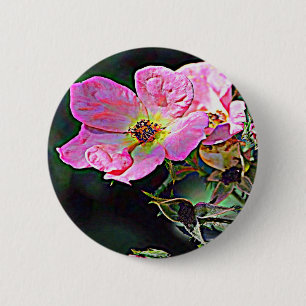 Badge Rond 5 Cm Rose sauvage du Dakota du Nord