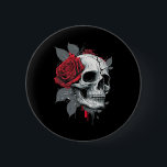 Badge Rond 5 Cm Rose Skeleton Skull main rouge Fleur Rose<br><div class="desc">Rose Skeleton Skull main rouge Fleur Rose</div>