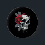 Badge Rond 5 Cm Rose Skeleton Skull main rouge Fleur Rose<br><div class="desc">Rose Skeleton Skull main rouge Fleur Rose</div>