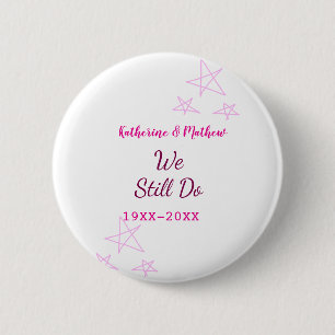 Badge Rond 5 Cm Rose stars Vow renouvellement anniversaire mariage