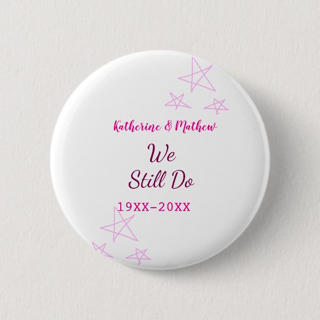 Badge Rond 5 Cm Rose stars Vow renouvellement anniversaire mariage (Devant)