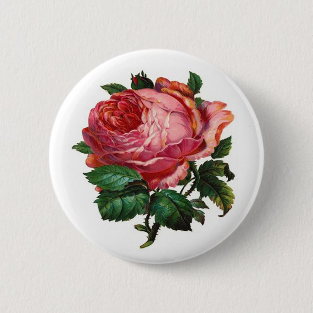BADGE ROND 5 CM ROSE VINTAGE DE ROSE (Devant)